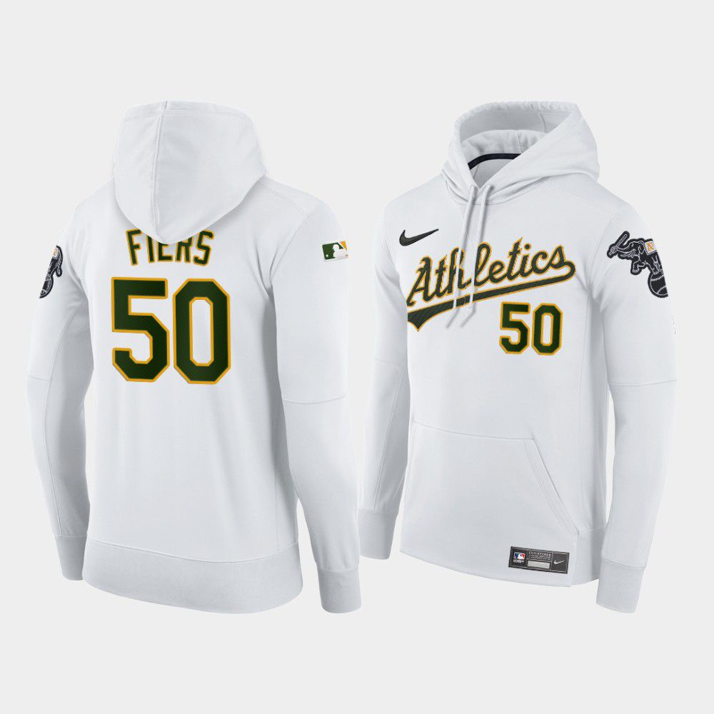 Men Oakland Athletics #50 Fiers white home hoodie 2021 MLB Nike Jerseys